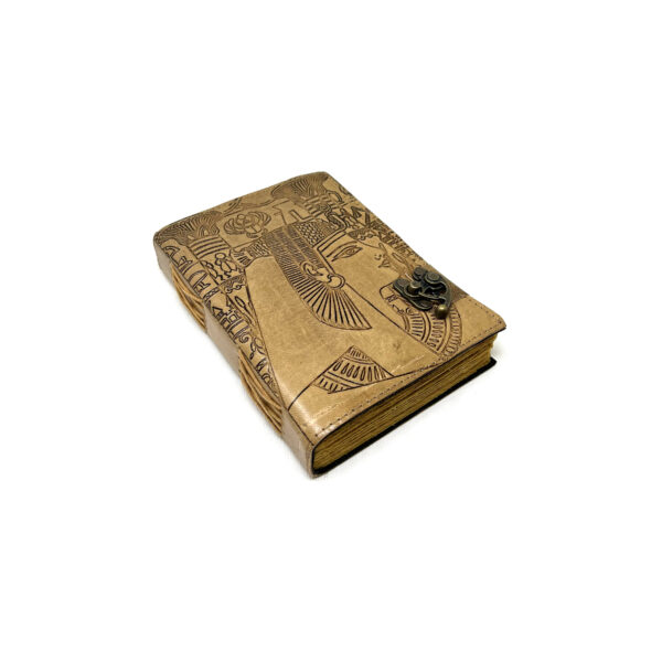 Shreyshti Handmade Deckle Paper Journal Leather Cover with Clasp, approx. 200 Pages, Cleopatra approx. 5"x7" - Image 2